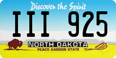 ND license plate III925