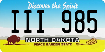 ND license plate III985