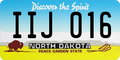 ND license plate IIJ016