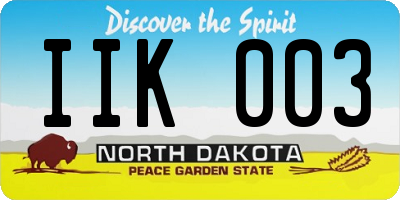 ND license plate IIK003
