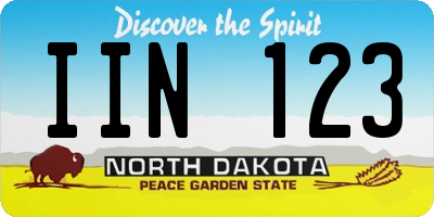 ND license plate IIN123