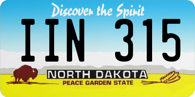 ND license plate IIN315