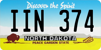 ND license plate IIN374