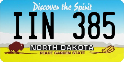 ND license plate IIN385