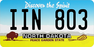 ND license plate IIN803