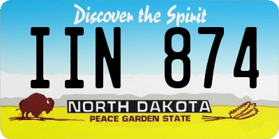ND license plate IIN874