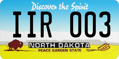 ND license plate IIR003
