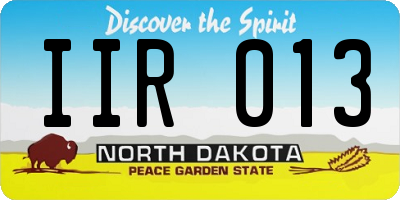 ND license plate IIR013