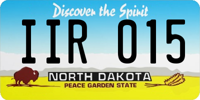 ND license plate IIR015
