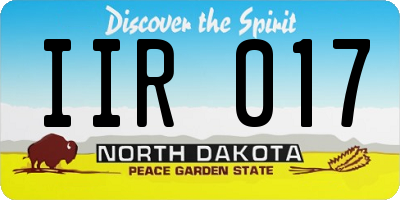 ND license plate IIR017
