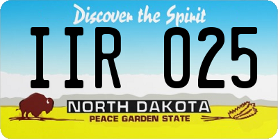 ND license plate IIR025