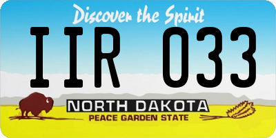 ND license plate IIR033