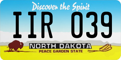 ND license plate IIR039