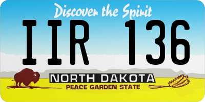 ND license plate IIR136