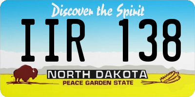 ND license plate IIR138