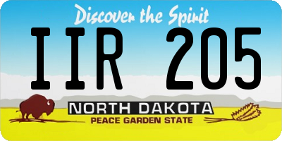 ND license plate IIR205