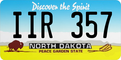 ND license plate IIR357
