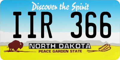 ND license plate IIR366