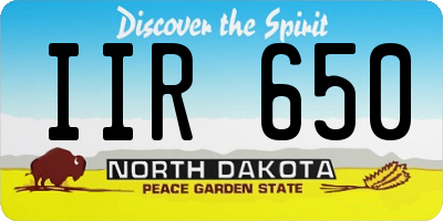 ND license plate IIR650