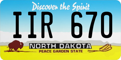 ND license plate IIR670