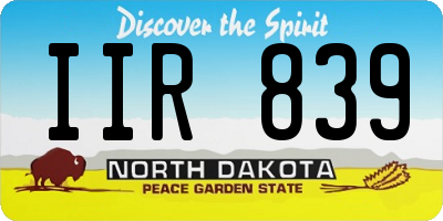 ND license plate IIR839