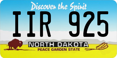 ND license plate IIR925