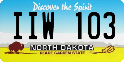 ND license plate IIW103