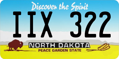ND license plate IIX322