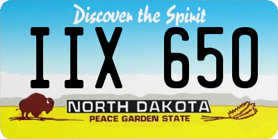 ND license plate IIX650