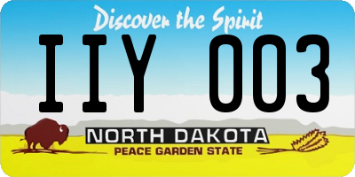 ND license plate IIY003