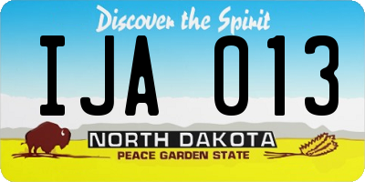 ND license plate IJA013