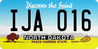 ND license plate IJA016