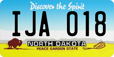 ND license plate IJA018