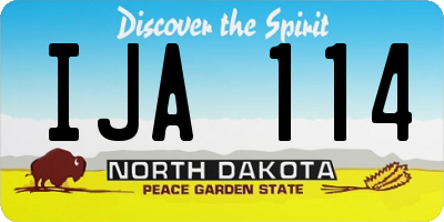 ND license plate IJA114