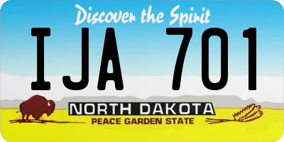 ND license plate IJA701
