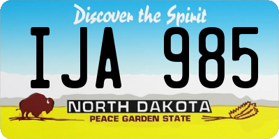 ND license plate IJA985
