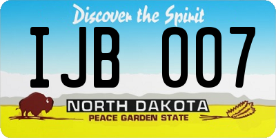 ND license plate IJB007
