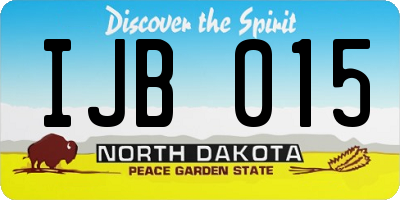 ND license plate IJB015