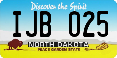 ND license plate IJB025