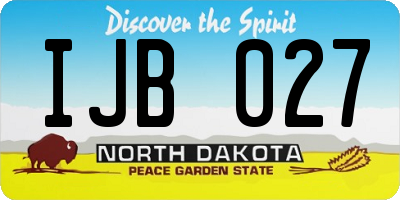 ND license plate IJB027