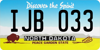 ND license plate IJB033