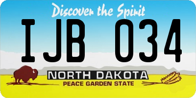 ND license plate IJB034