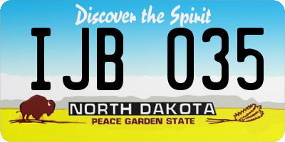 ND license plate IJB035