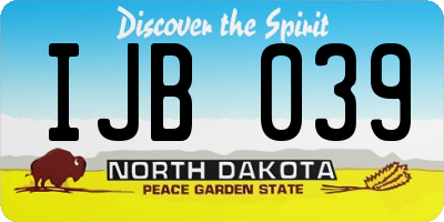 ND license plate IJB039