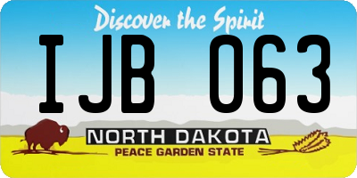 ND license plate IJB063