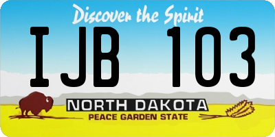 ND license plate IJB103