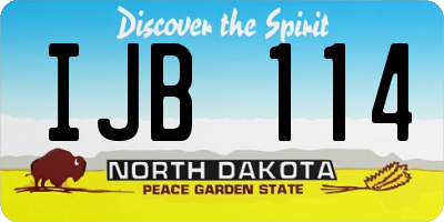 ND license plate IJB114