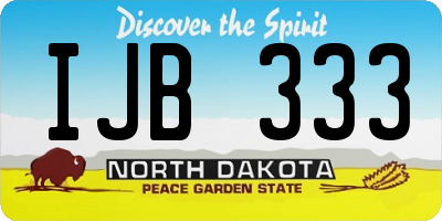 ND license plate IJB333