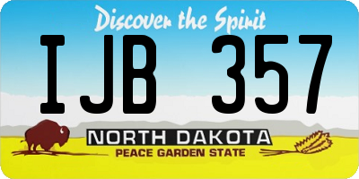 ND license plate IJB357