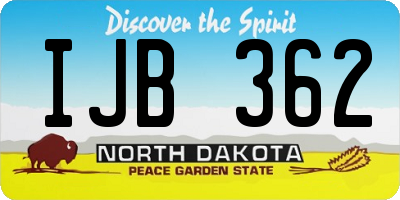 ND license plate IJB362